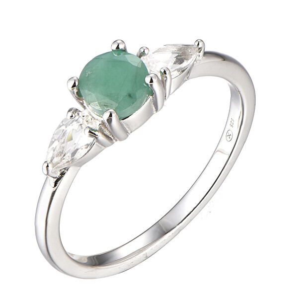 Brilio Silver Oslnivý stříbrný prsten se smaragdem Precious Stone SR09031D 58 mm