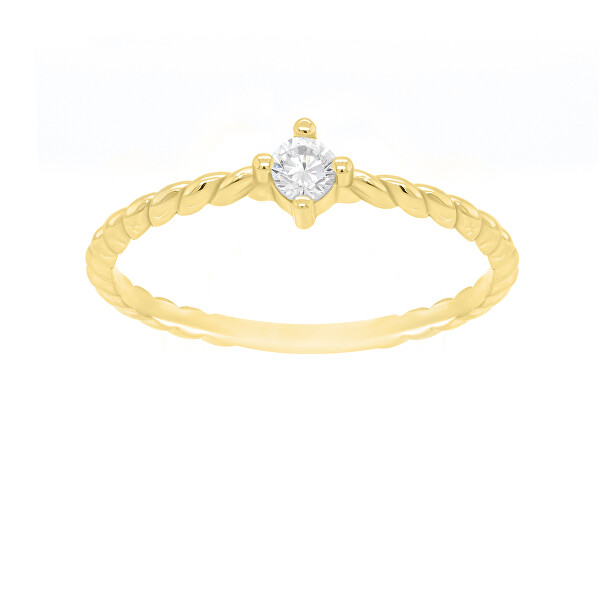 Brilio Silver Pozlacený minimalistický prsten se zirkonem GR022Y 48 mm