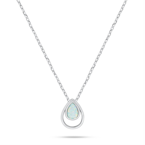 Brilio Silver Brilio Silver Colier de argint cu opal sintetic alb NCL190W