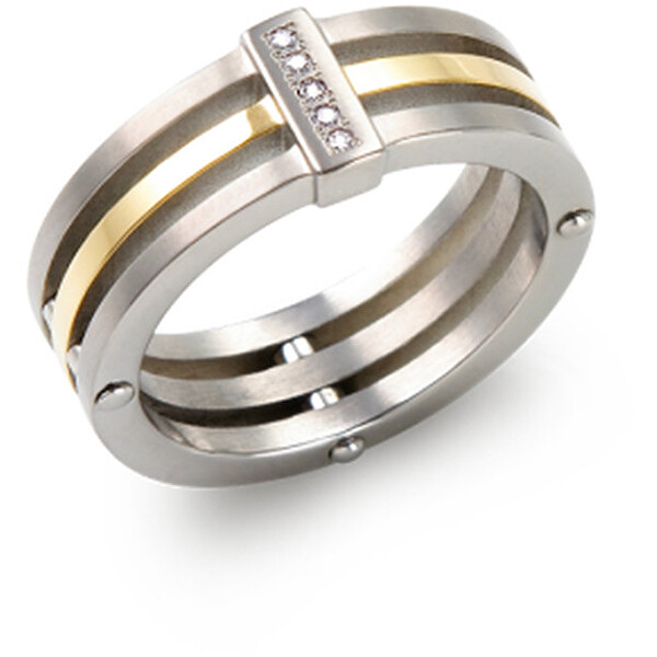 Boccia Titanium Pozlacený titanový prsten s diamanty 0126-02 58 mm