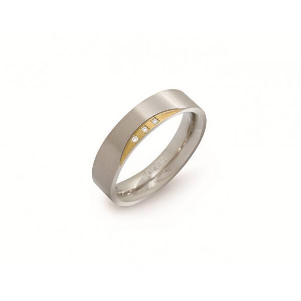 Boccia Titanium Pozlacený titanový prsten s diamanty 0138-04 57 mm