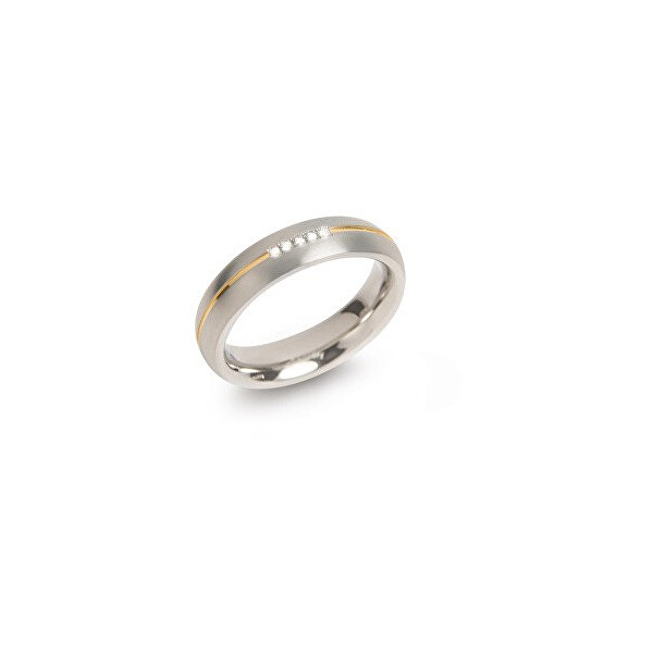 Boccia Titanium Pozlacený titanový snubní prsten s diamanty 0130-04 49 mm