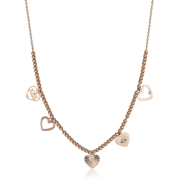 Brosway Růžově pozlacený ocelový náhrdelník s přívěsky Chant BAH10