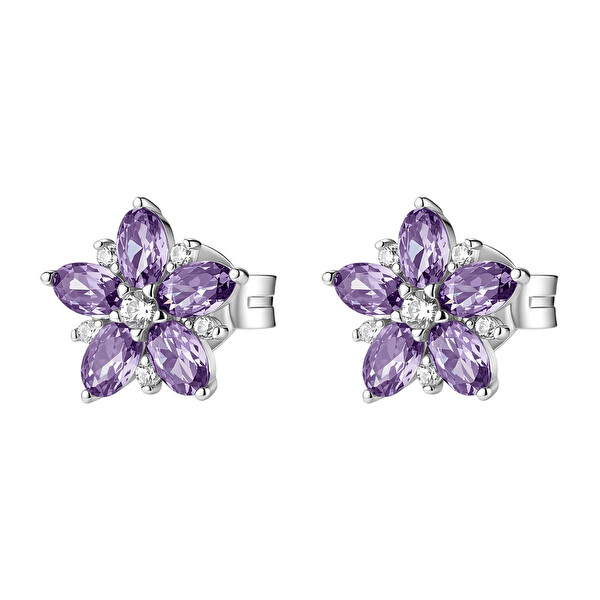 Brosway Brosway Strieborné kvetinové náušnice Fancy Magic Purple FMP136