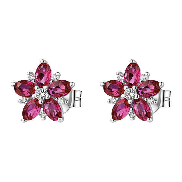 Brosway Brosway Strieborné kvetinové náušnice Fancy Passion Ruby FPR147