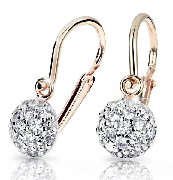 Cutie Jewellery Trblietavé detské náušnice z ružového zlata C2747-10-10-X-4