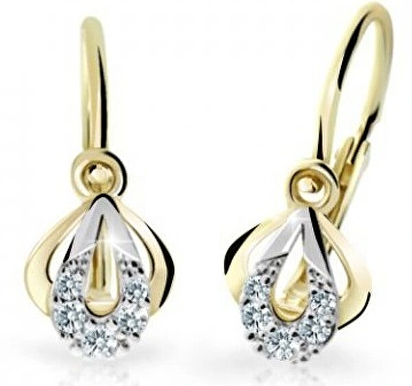 Cutie Jewellery Detské bicolor náušnice zo žltého zlata C2270-10-X-1 biela