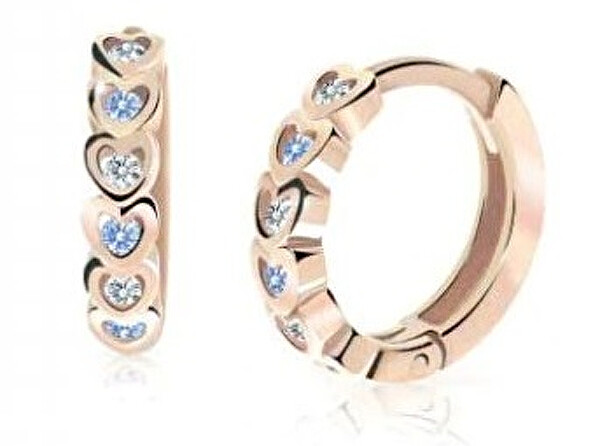 Cutie Jewellery Detské kruhové náušnice z ružového zlata C3339-80-X-4 svetlo modrá