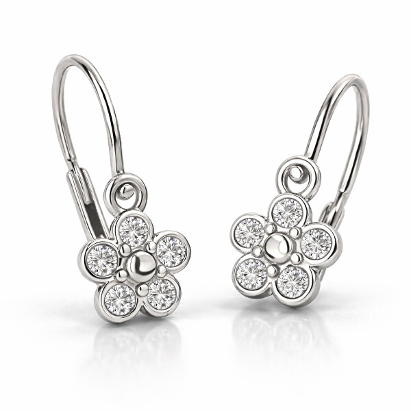 Cutie Jewellery Detské kvietkové náušnice z bieleho zlata C2744-10-X-2 biela