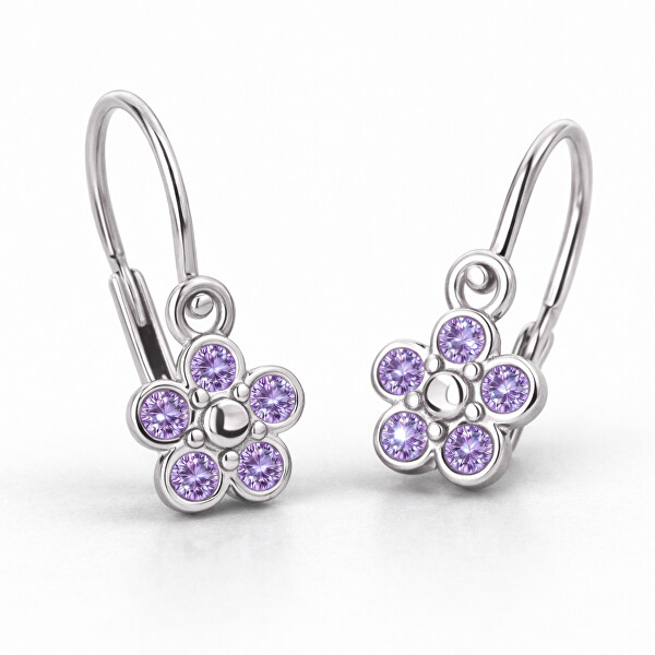 Cutie Jewellery Detské kvietkové náušnice z bieleho zlata C2744-10-X-2 fialová