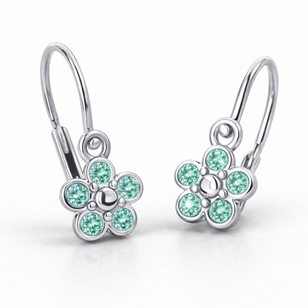 Cutie Jewellery Detské kvietkové náušnice z bieleho zlata C2744-10-X-2 svetlo zelená