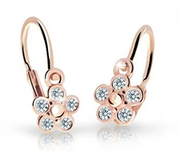 Cutie Jewellery Detské kvietkové náušnice z ružového zlata C2744-10-X-4 biela