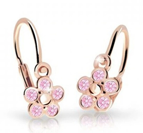 Cutie Jewellery Detské kvietkové náušnice z ružového zlata C2744-10-X-4 ružová