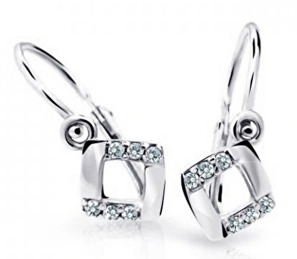 Cutie Jewellery Cutie Jewellery Štvorcové detské náušnice z bieleho zlata C2268-10-X-2 biela