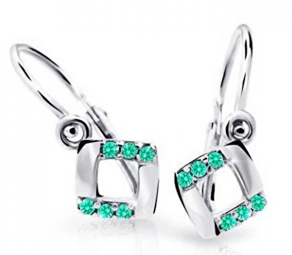 Cutie Jewellery Štvorcové detské náušnice z bieleho zlata C2268-10-X-2 svetlo zelená