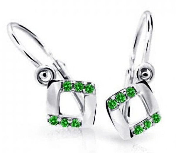 Cutie Jewellery Štvorcové detské náušnice z bieleho zlata C2268-10-X-2 zelená