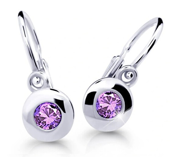 Cutie Jewellery Detské náušnice z bieleho zlata C2589-10-X-2 fialová