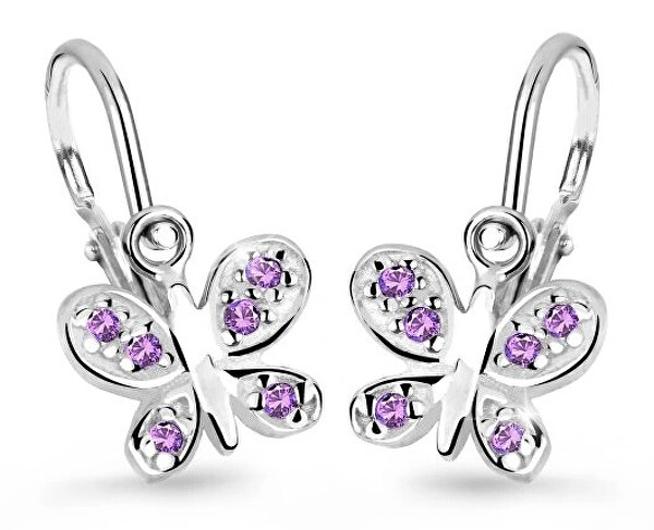 Cutie Jewellery Detské náušnice z bieleho zlata C2748-10-X-2 fialová