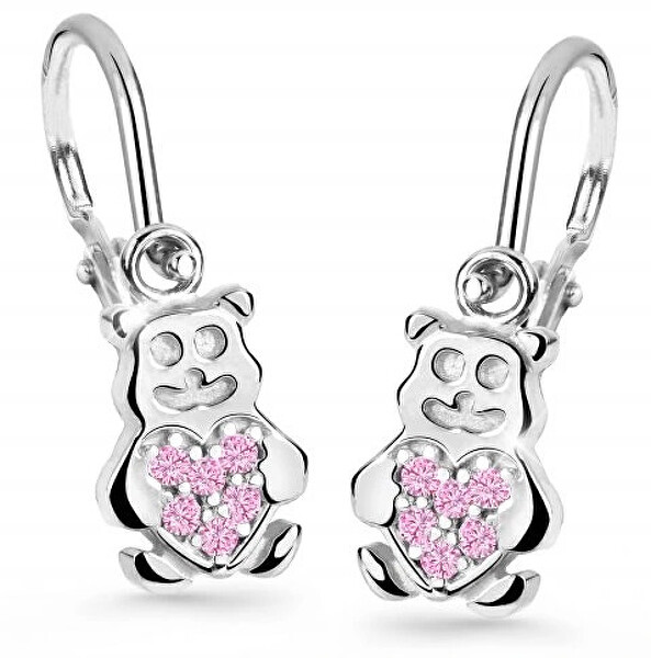 Cutie Jewellery Detské náušnice z bieleho zlata Medvedíky C2751-10-X-2 ružová