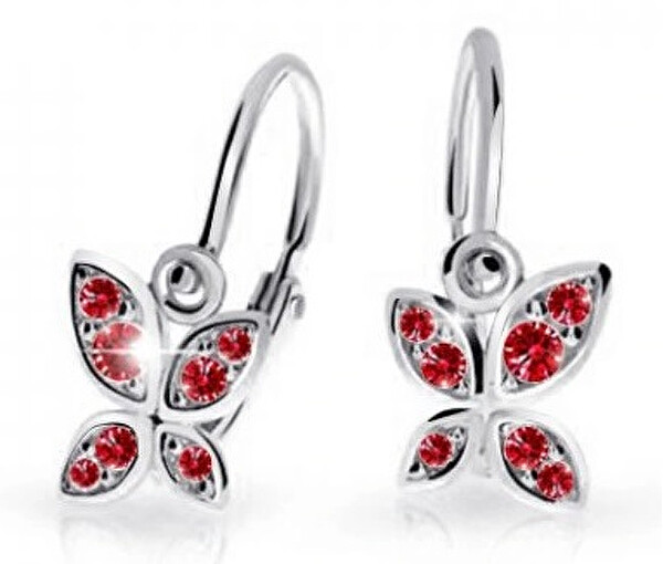 Cutie Jewellery Detské náušnice z bieleho zlata Motýlikovia C2259-10-X-2 červená