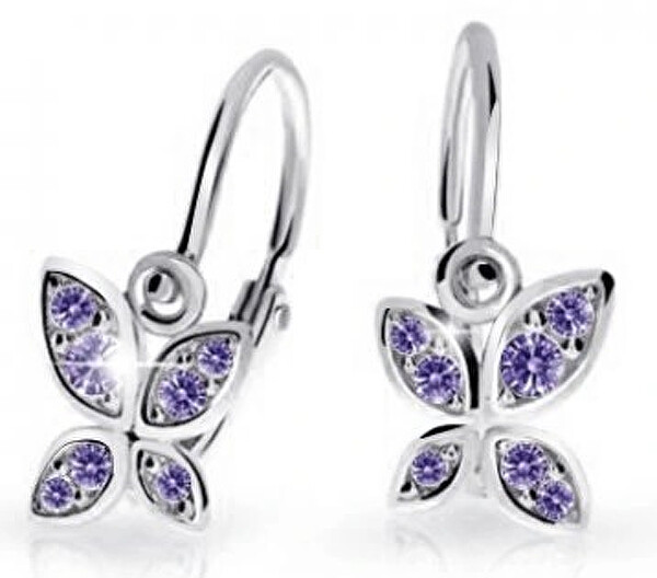 Cutie Jewellery Detské náušnice z bieleho zlata Motýlikovia C2259-10-X-2 fialová
