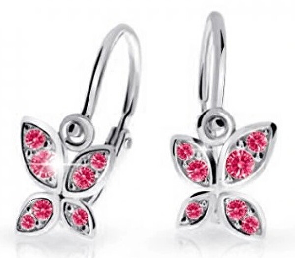 Cutie Jewellery Detské náušnice z bieleho zlata Motýlikovia C2259-10-X-2 fuchsiová