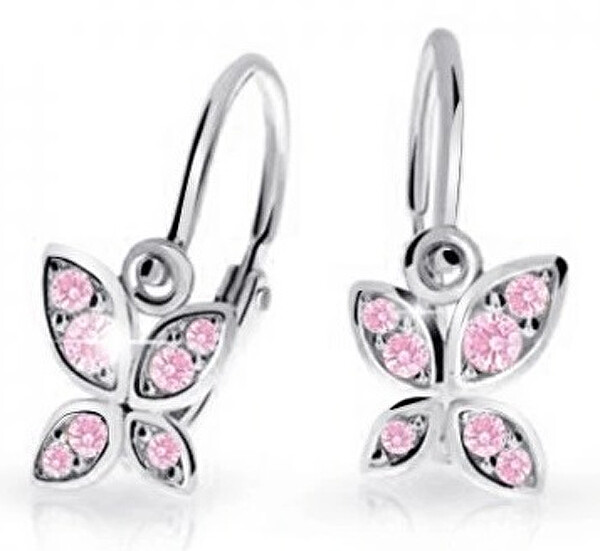Cutie Jewellery Detské náušnice z bieleho zlata Motýlikovia C2259-10-X-2 ružová