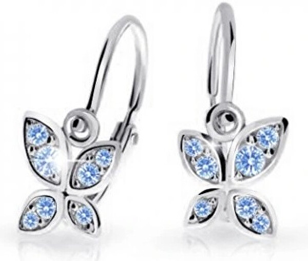 Cutie Jewellery Detské náušnice z bieleho zlata Motýlikovia C2259-10-X-2 svetlo modrá