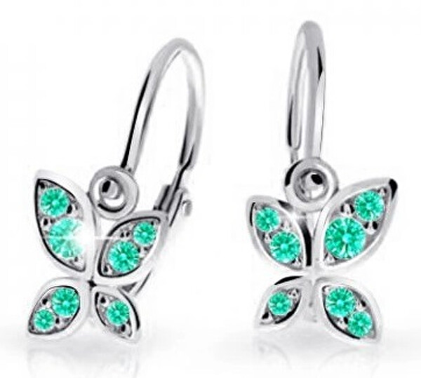 Cutie Jewellery Detské náušnice z bieleho zlata Motýlikovia C2259-10-X-2 svetlo zelená