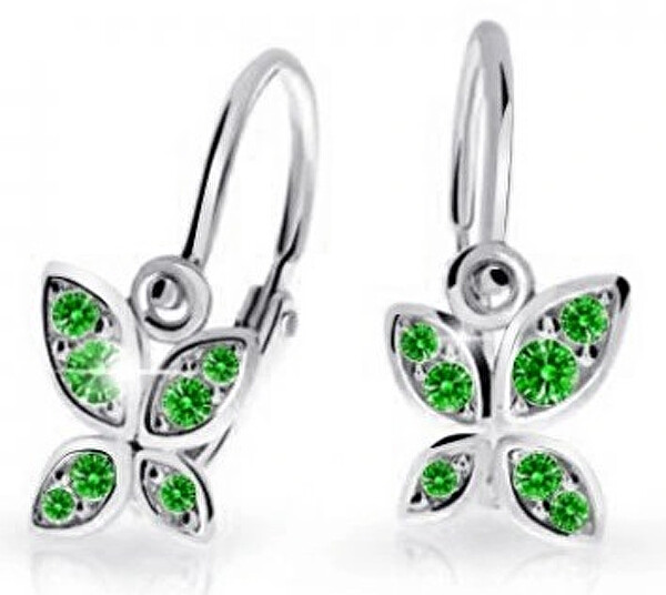 Cutie Jewellery Detské náušnice z bieleho zlata Motýlikovia C2259-10-X-2 zelená