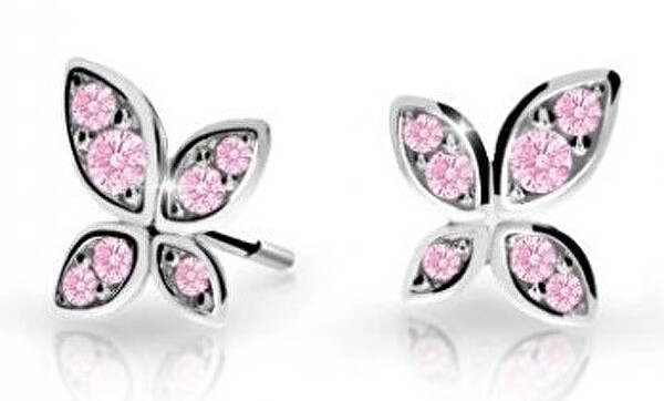Cutie Jewellery Detské náušnice z bieleho zlata Motýliky C2259-30-X-2 ružová