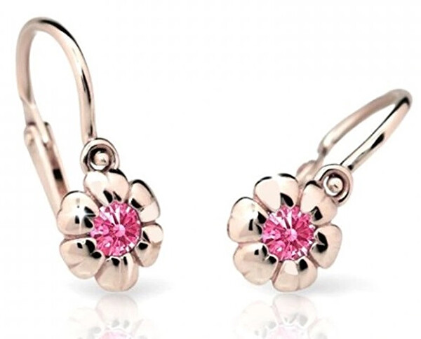 Cutie Jewellery Detské náušnice z ružového zlata C2151-10-X-4 fuchsiová