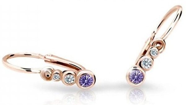 Cutie Jewellery Detské náušnice z ružového zlata C2255-10-X-4 fialová