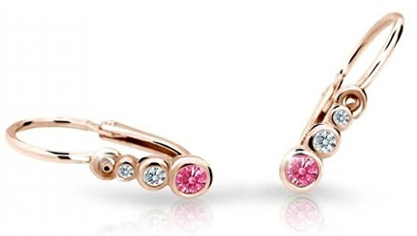 Cutie Jewellery Detské náušnice z ružového zlata C2255-10-X-4 fuchsiová