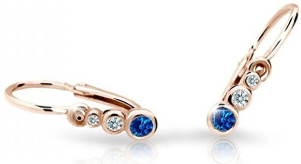 Cutie Jewellery Detské náušnice z ružového zlata C2255-10-X-4 modrá