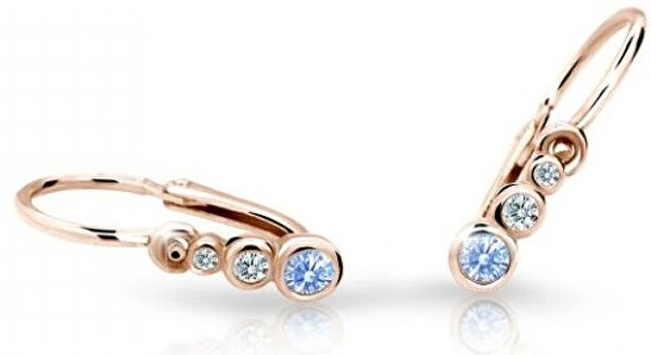 Cutie Jewellery Detské náušnice z ružového zlata C2255-10-X-4 svetlo modrá