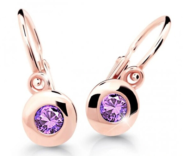 Cutie Jewellery Detské náušnice z ružového zlata C2589-10-X-4 fialová