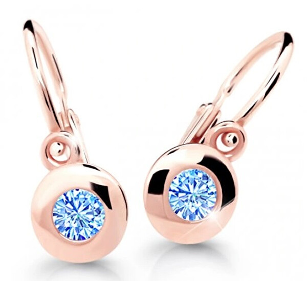Cutie Jewellery Detské náušnice z ružového zlata C2589-10-X-4 svetlo modrá