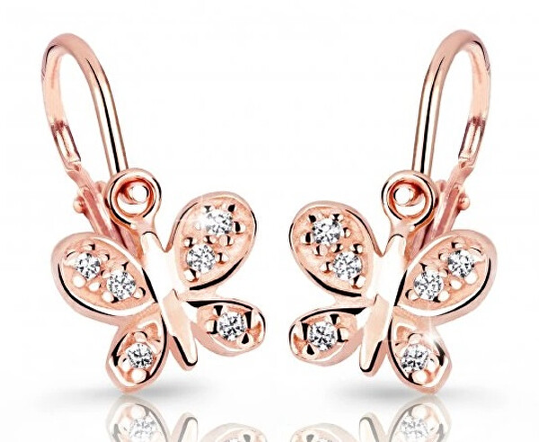 Cutie Jewellery Detské náušnice z ružového zlata C2748-10-X-4 biela