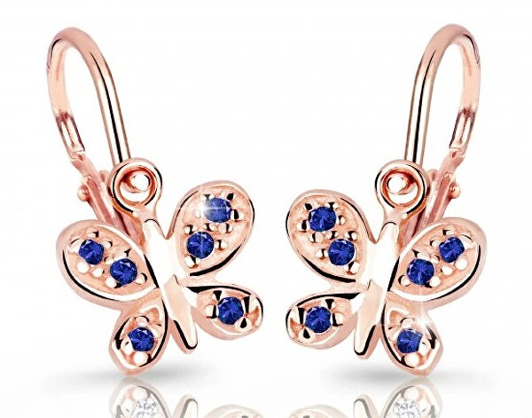 Cutie Jewellery Detské náušnice z ružového zlata C2748-10-X-4 modrá