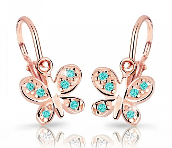 Cutie Jewellery Detské náušnice z ružového zlata C2748-10-X-4 svetlo zelená