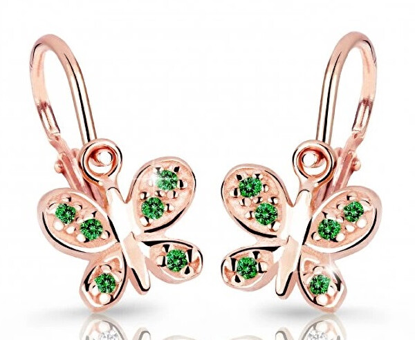 Cutie Jewellery Detské náušnice z ružového zlata C2748-10-X-4 zelená