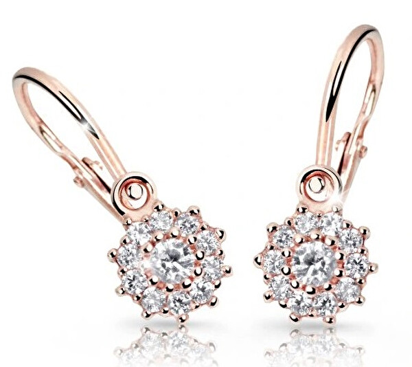 Cutie Jewellery Cutie Jewellery Detské náušnice z ružového zlata C2749-10-X-4 biela