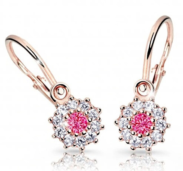 Cutie Jewellery Detské náušnice z ružového zlata C2749-10-X-4 fuchsiová