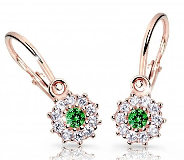 Cutie Jewellery Detské náušnice z ružového zlata C2749-10-X-4 zelená
