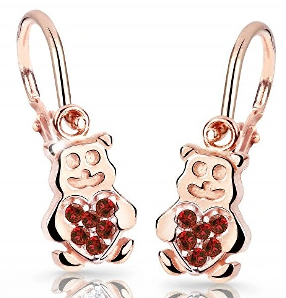 Cutie Jewellery Detské náušnice z ružového zlata Medvedíci C2751-10-X-4 červená