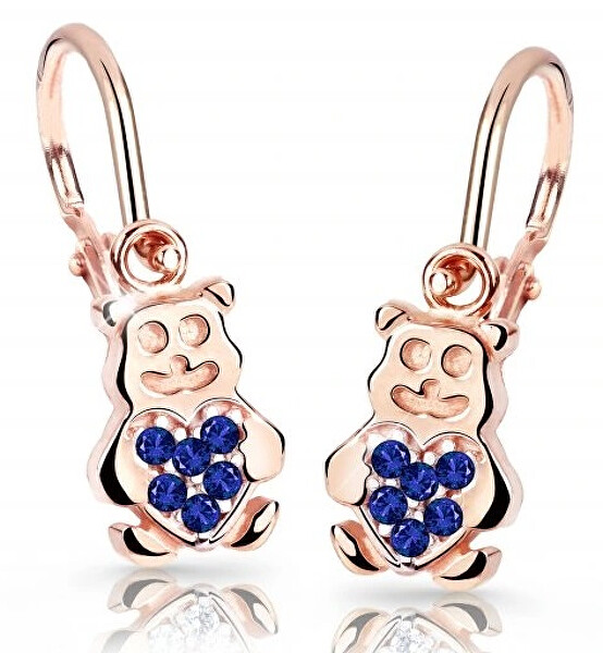 Cutie Jewellery Detské náušnice z ružového zlata Medvedíci C2751-10-X-4 modrá