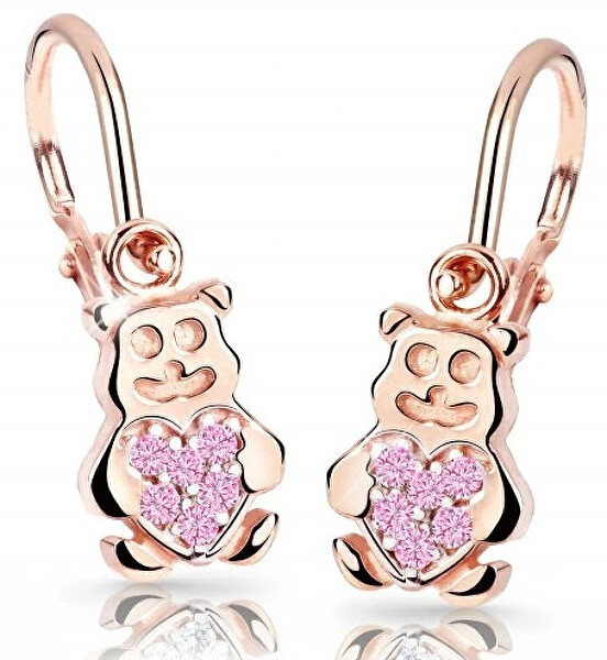 Cutie Jewellery Detské náušnice z ružového zlata Medvedíci C2751-10-X-4 ružová