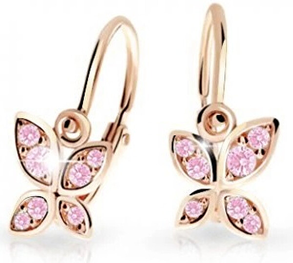 Cutie Jewellery Detské náušnice z ružového zlata Motýliky C2259-10-X-4 ružová