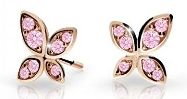 Cutie Jewellery Detské náušnice z ružového zlata Motýliky C2259-30-X-4 ružová